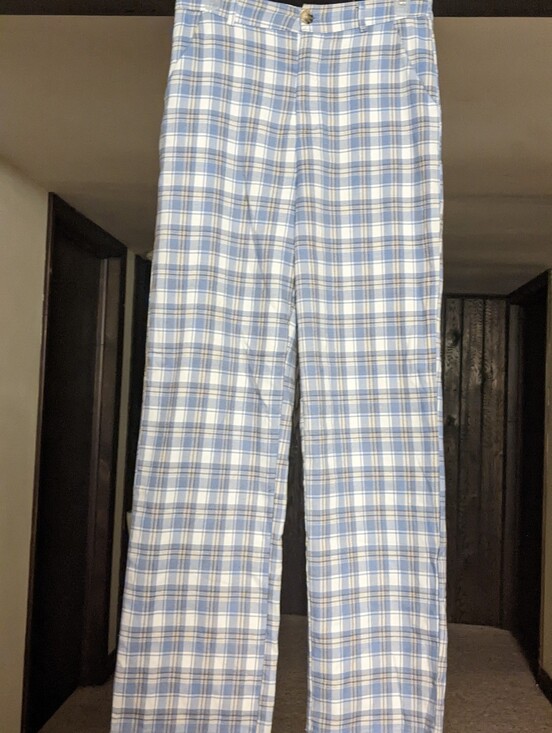 Full Tilt Pants - High Rise Blue Plaid Trouser Full Tilt / Tilley's